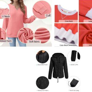 2 Sweatshirts & 1 Lightweight Jacket = 3 Tops Total